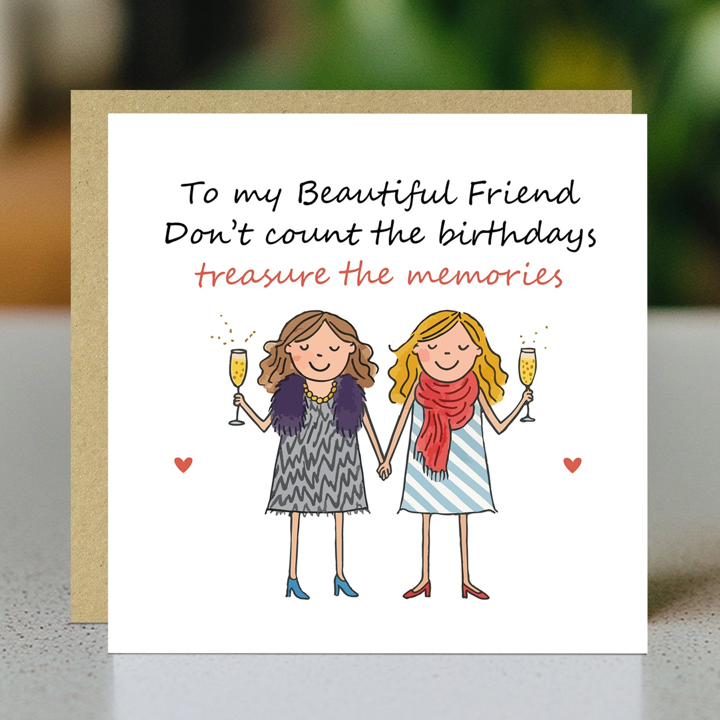 BEST FRIEND Birthday Card With Kraft Envelope Bestie BFF