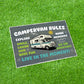 CAMPERVAN RULES SIGN Wall Door Plaque Novelty Campervan Sign