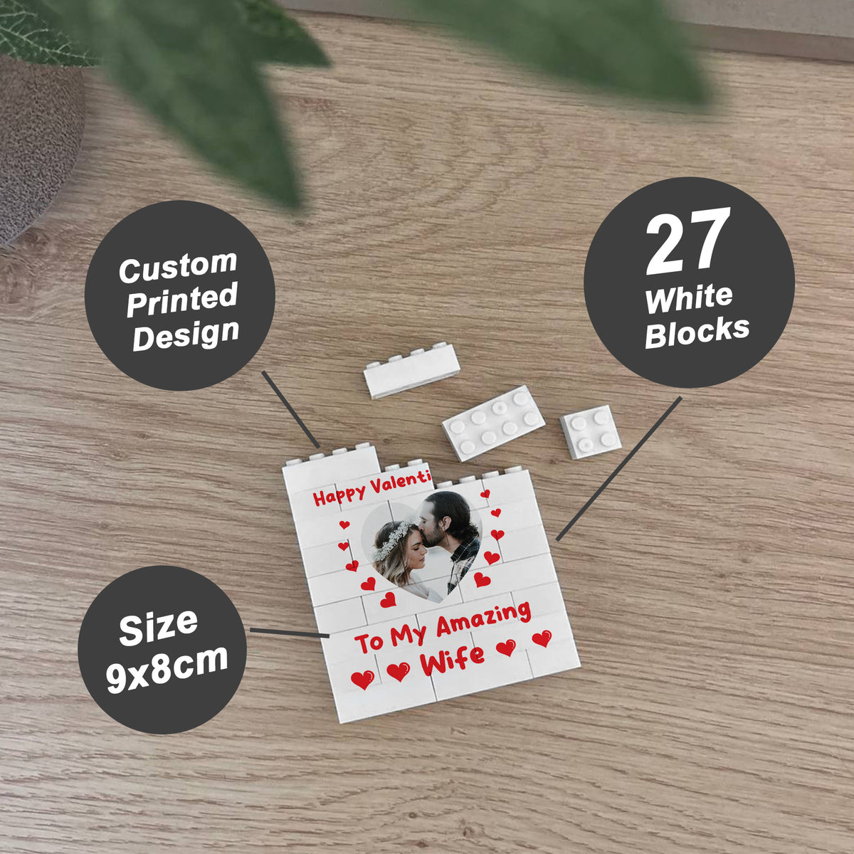 Personalised Valentines Day Gift For Wife Brick Photo Block