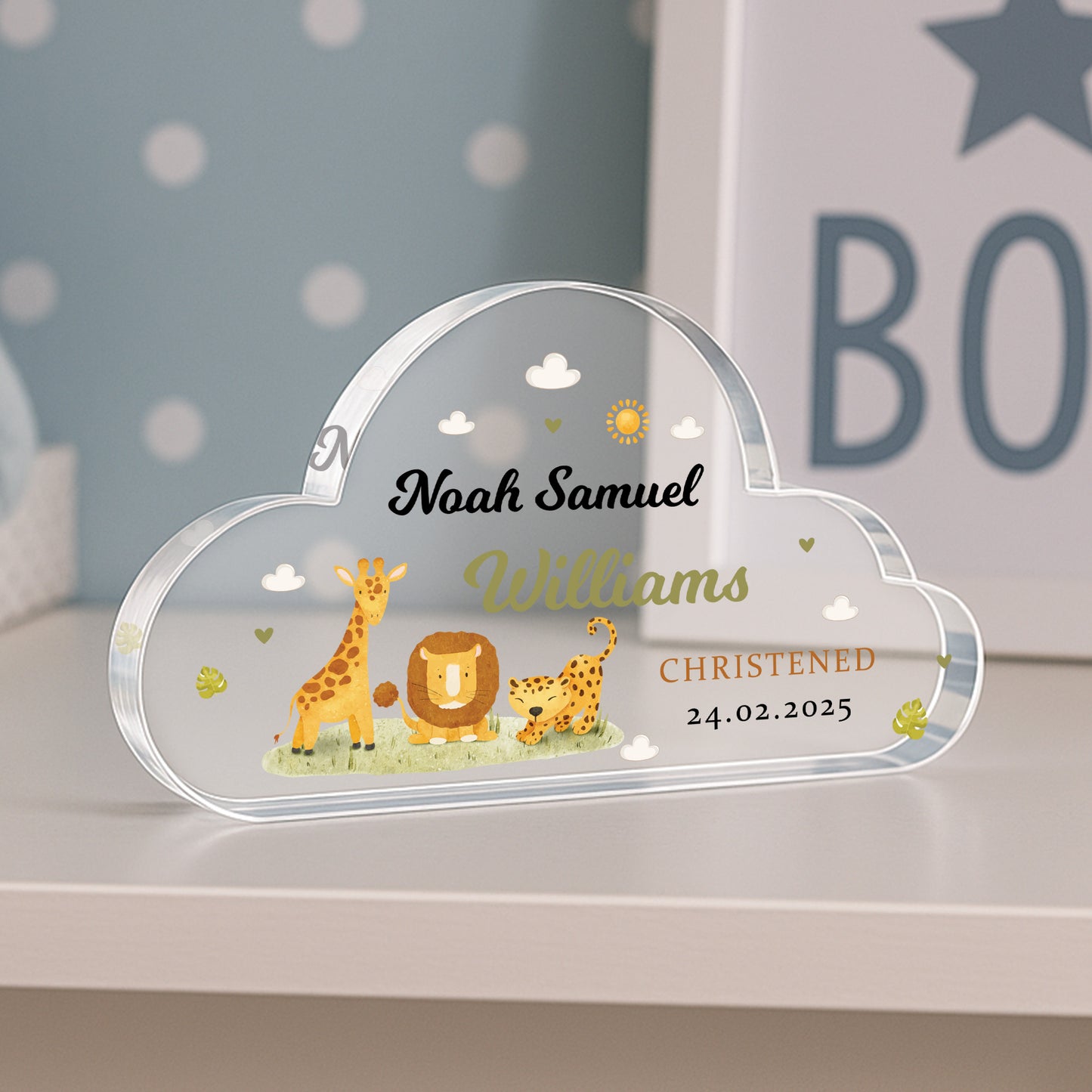 Christening Gift For Baby Boy Cloud Plaque Personalised