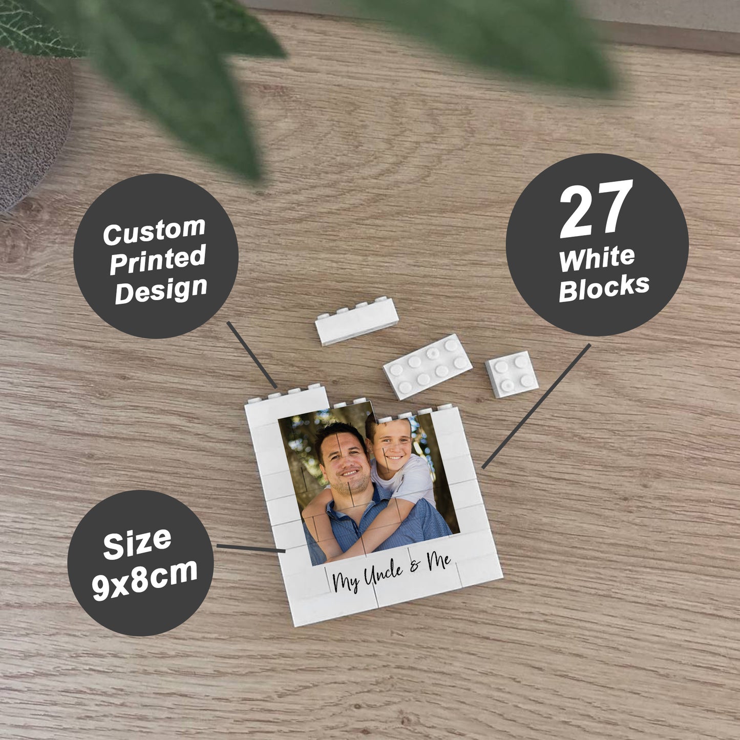 Personalised Uncle & Me Brick Photo Block Gift for Uncle
