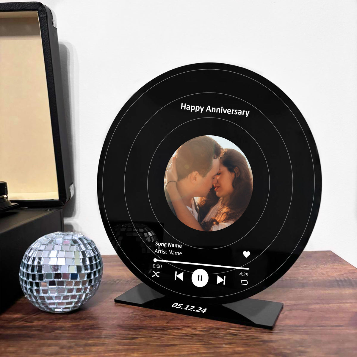 Personalised Vinyl Inspired Song Plaque With Stand Wedding Gift