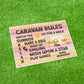 Colourful CARAVAN RULES SIGN Wall Door Plaque Caravan Sign