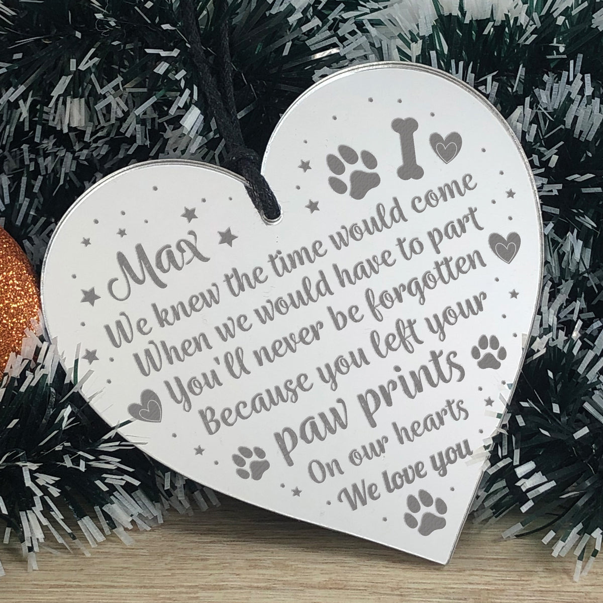 DOG MEMORIAL Acrylic Christmas Tree Decoration Personalised Gift