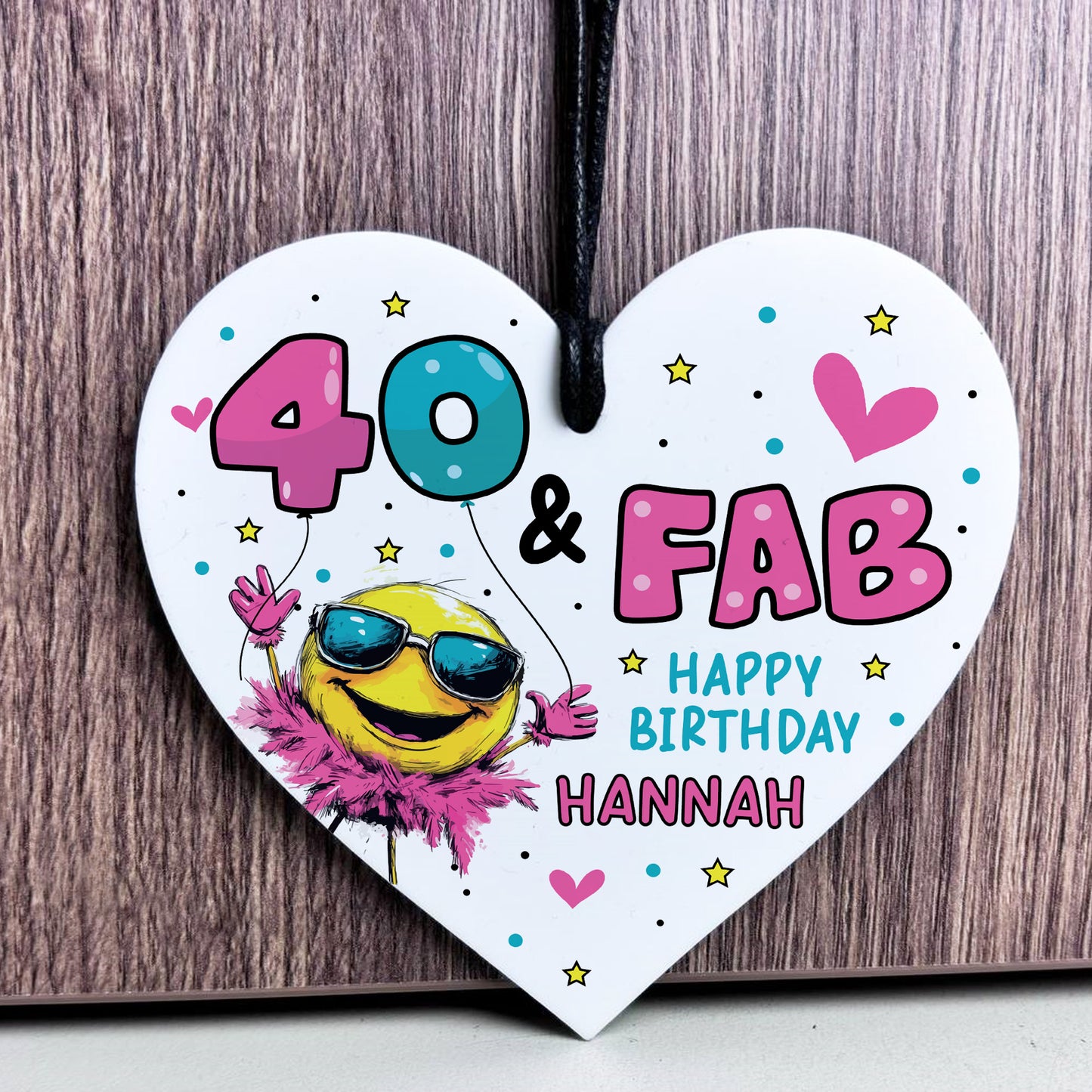Personalised 40th Birthday Gift For Women Heart 40 And Fab