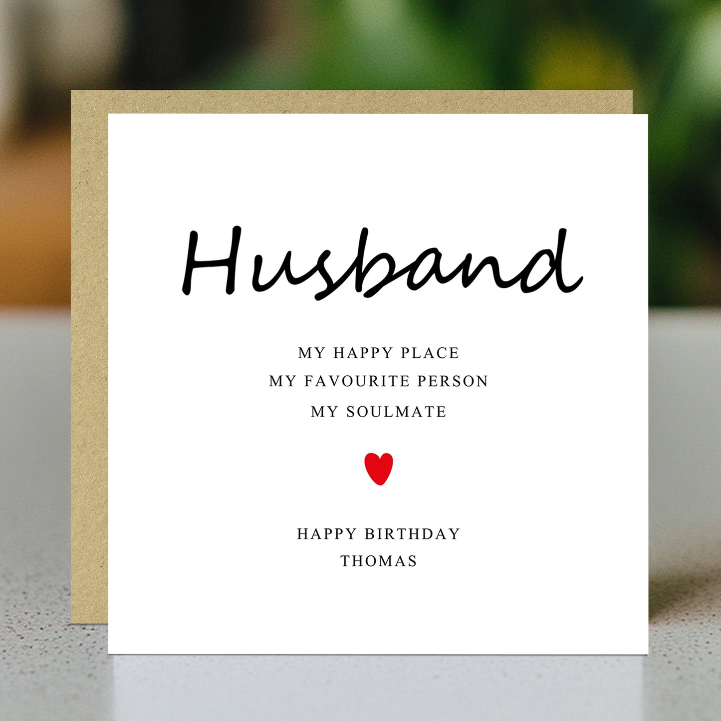 Personalised Happy Birthday Card For Husband With Kraft Envelope