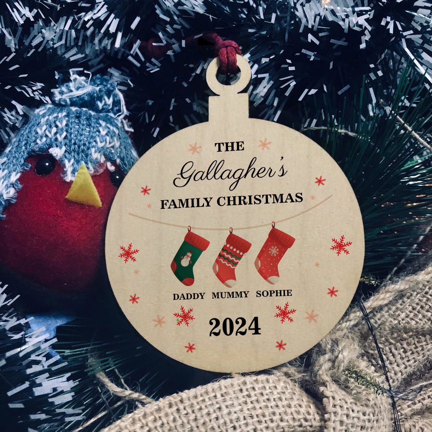 Personalised Christmas Decoration For Family of 3 Ornament
