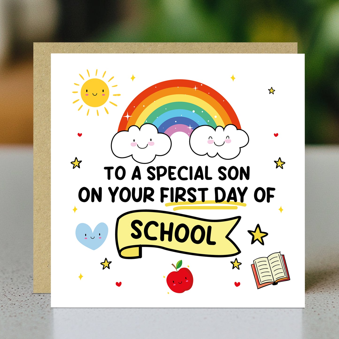 First Day Of School Card For Son With Kraft Envelope 1st Day