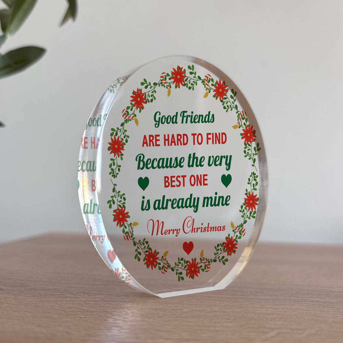 Merry Christmas Gift For Good Friend Acrylic Plaque Thank You