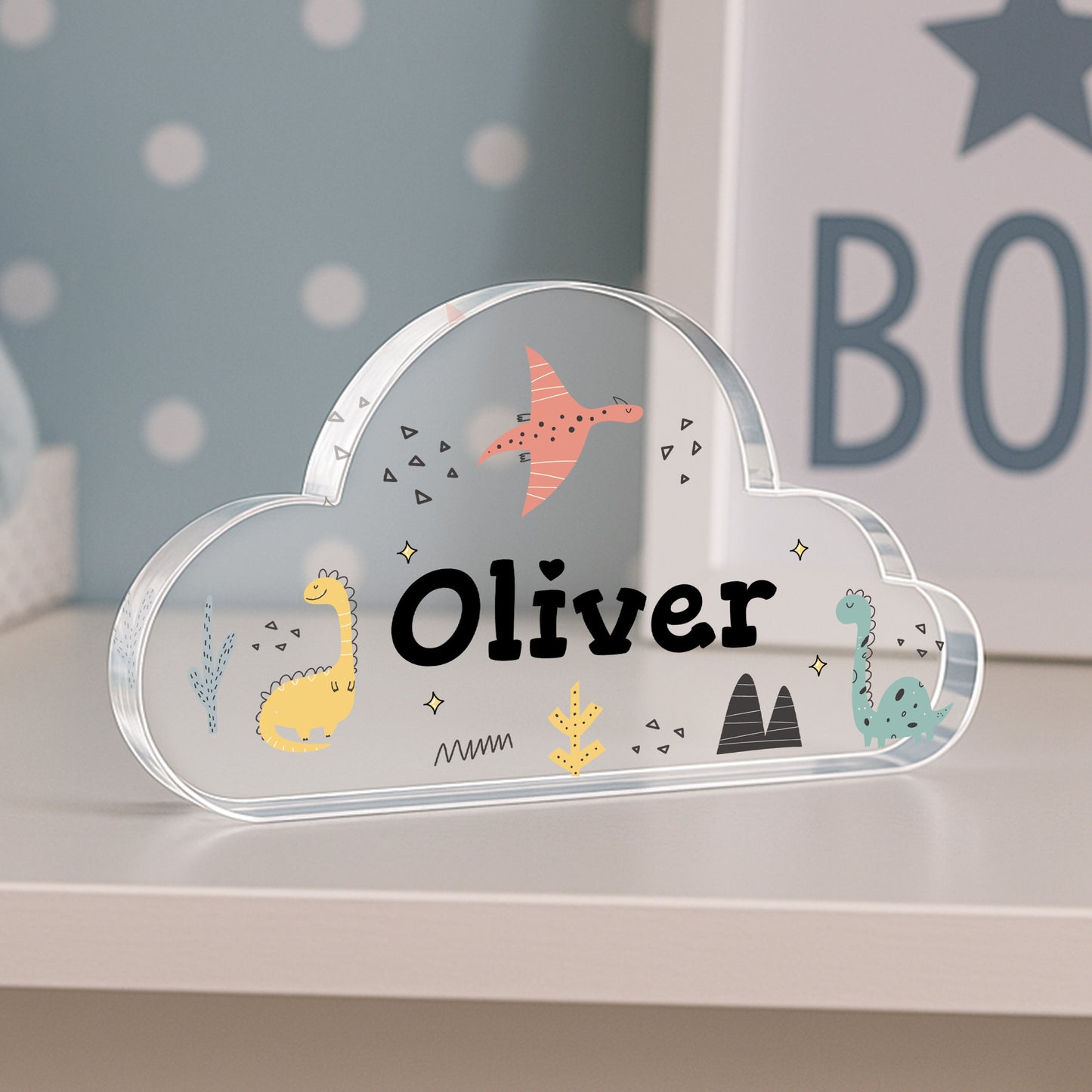 Dinosaur Acrylic Plaque Custom Name Nursery Decor Dinosaur Gift