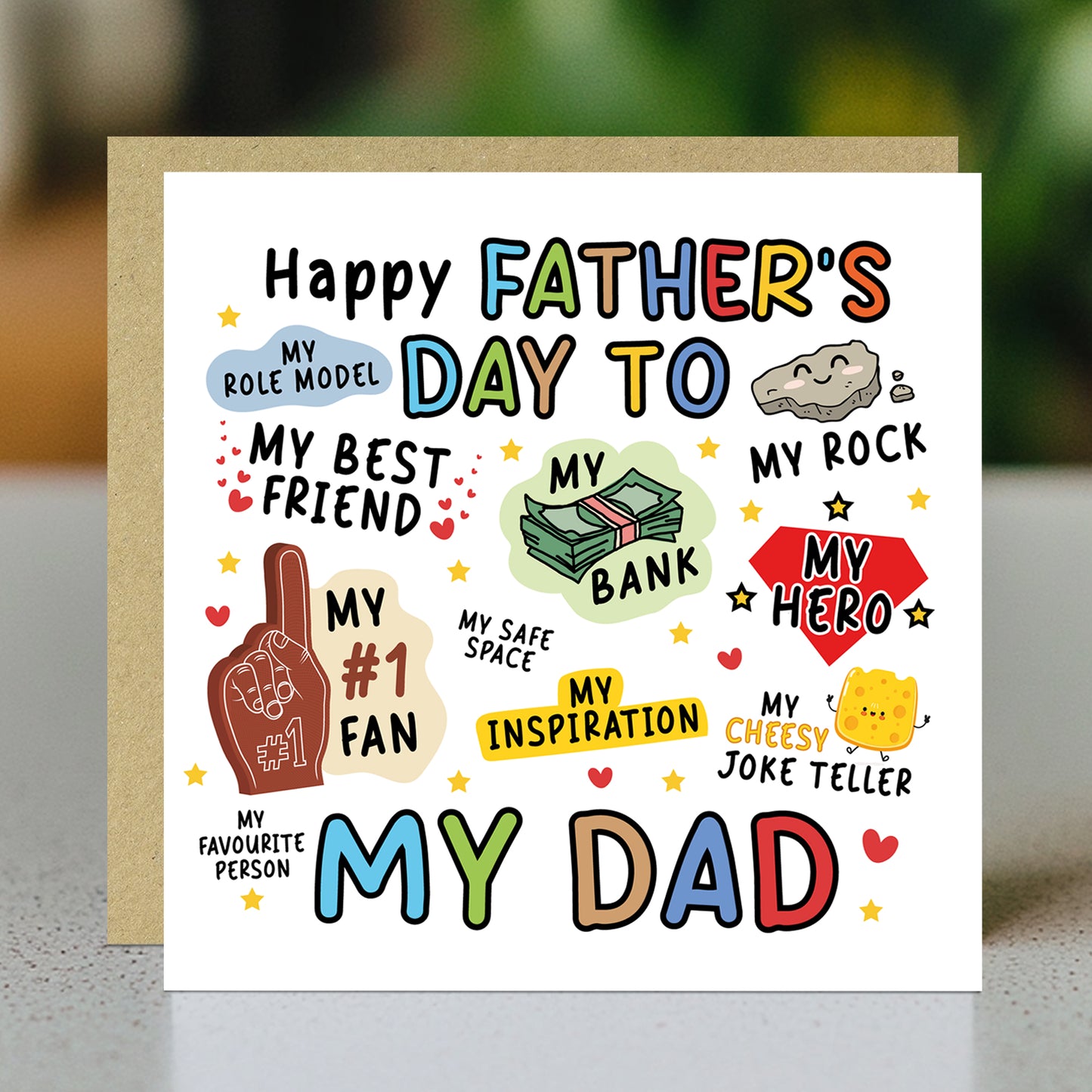 Novelty Fathers Day Card For Dad My Rock My Hero Cute Card