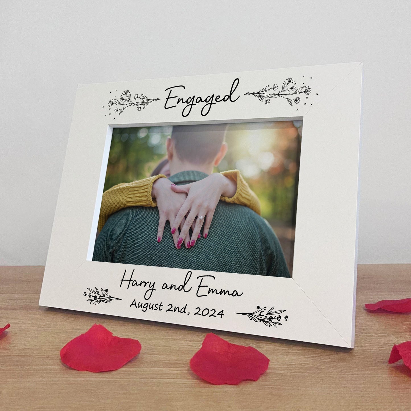 ENGAGEMENT Gift For Couple Oak Photo Frame ENGAGED Couple Gifts