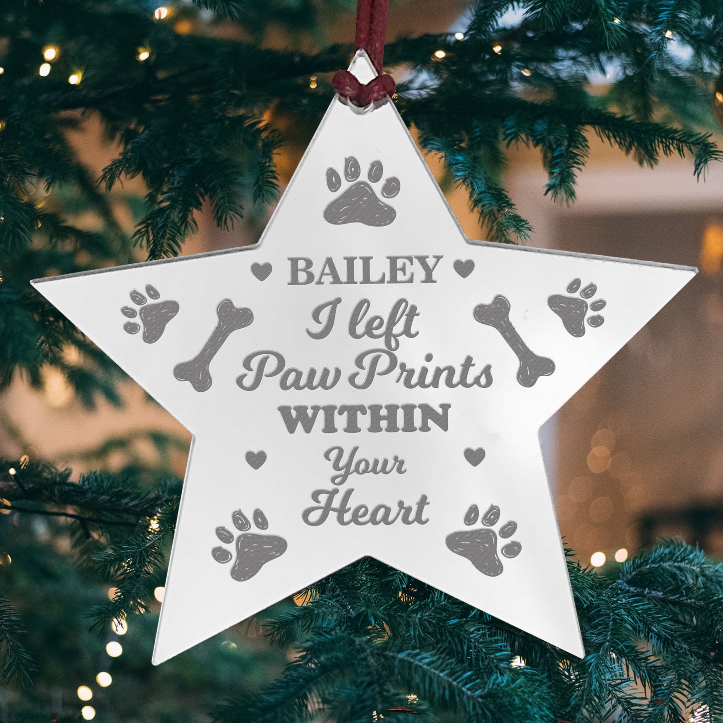 PET MEMORIAL Acrylic Christmas Tree Decoration Personalised Star