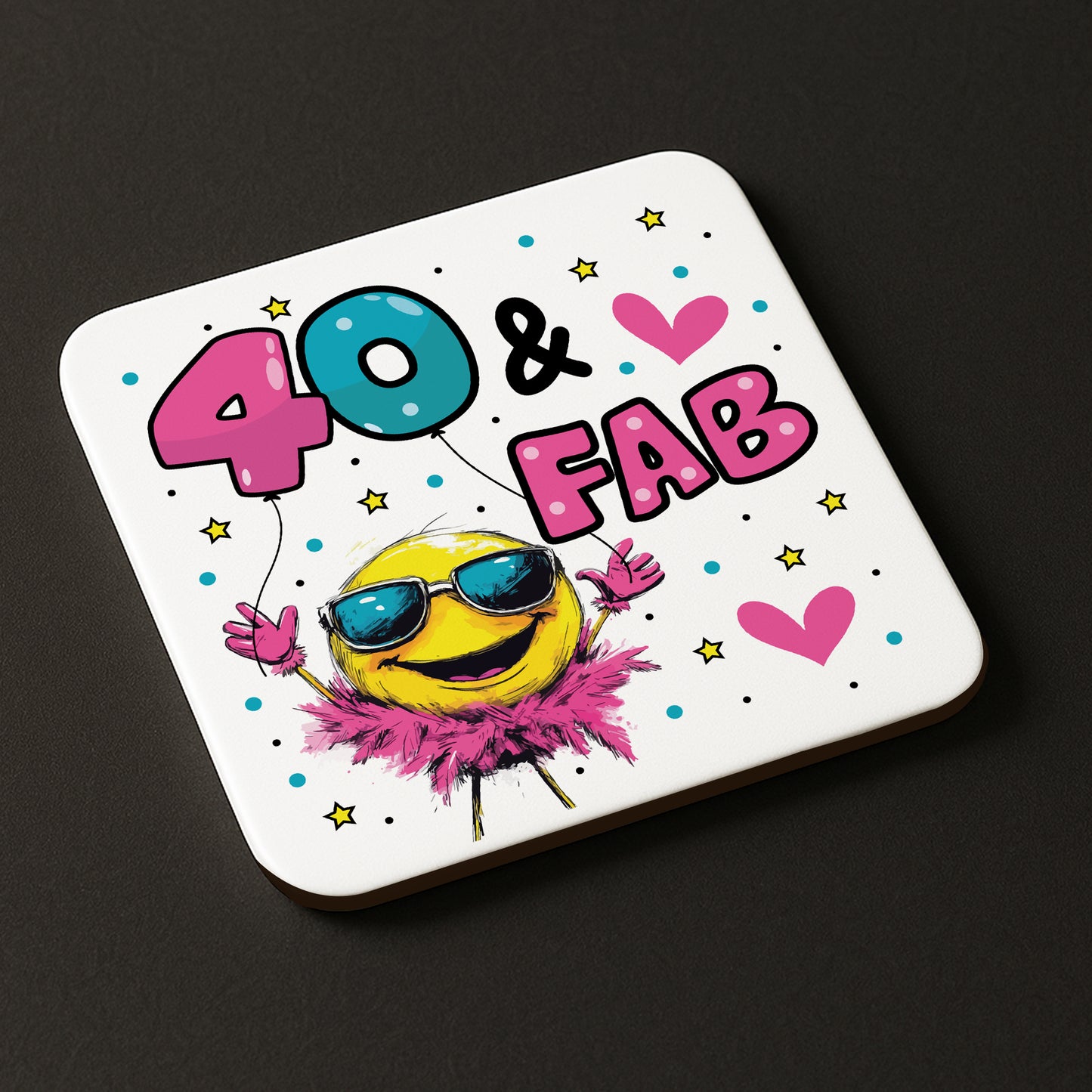 Funny 40th Birthday Gift For Women 40 AND FAB Coaster Gifts