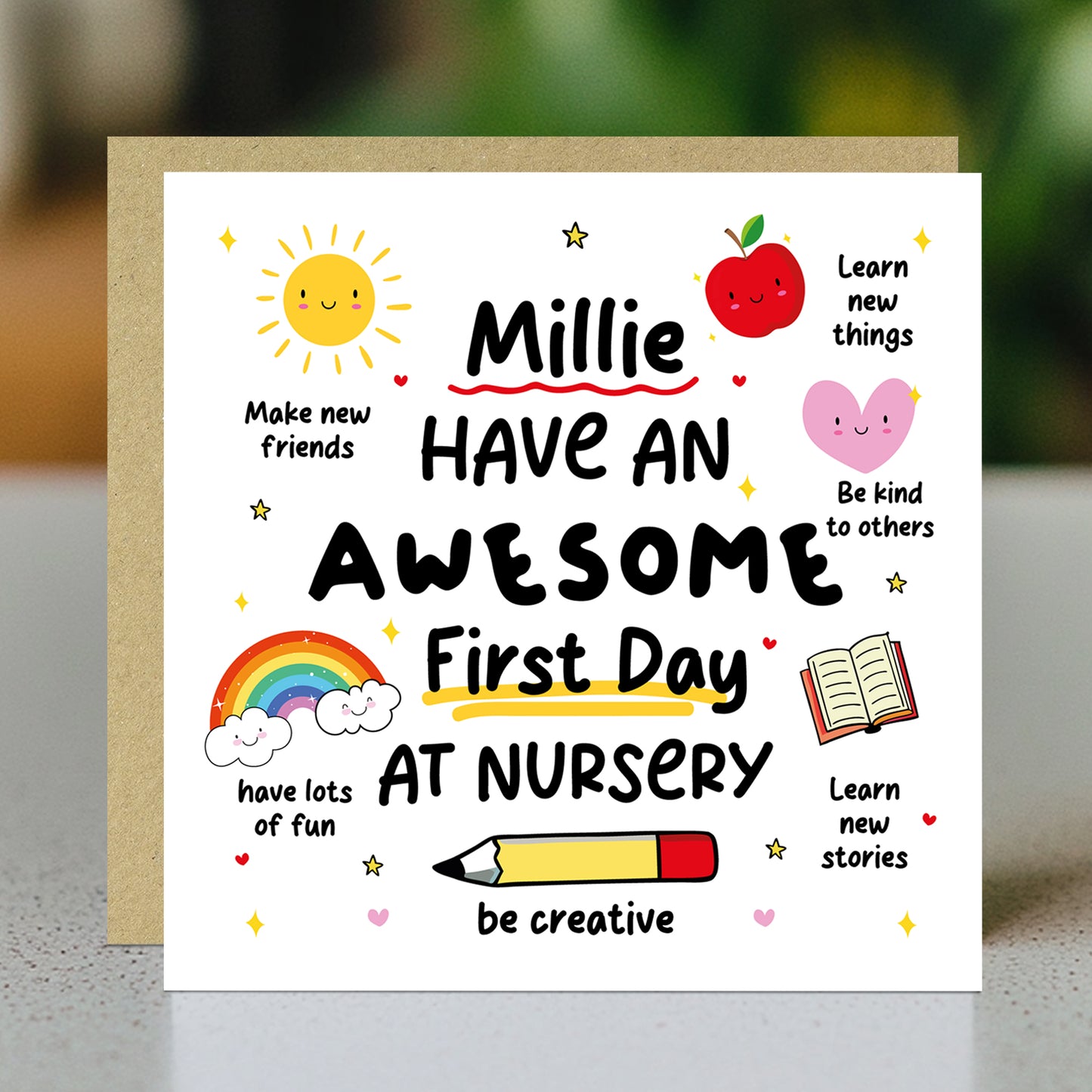 Personalised 1st Day Of Nursery Card For Daughter Son
