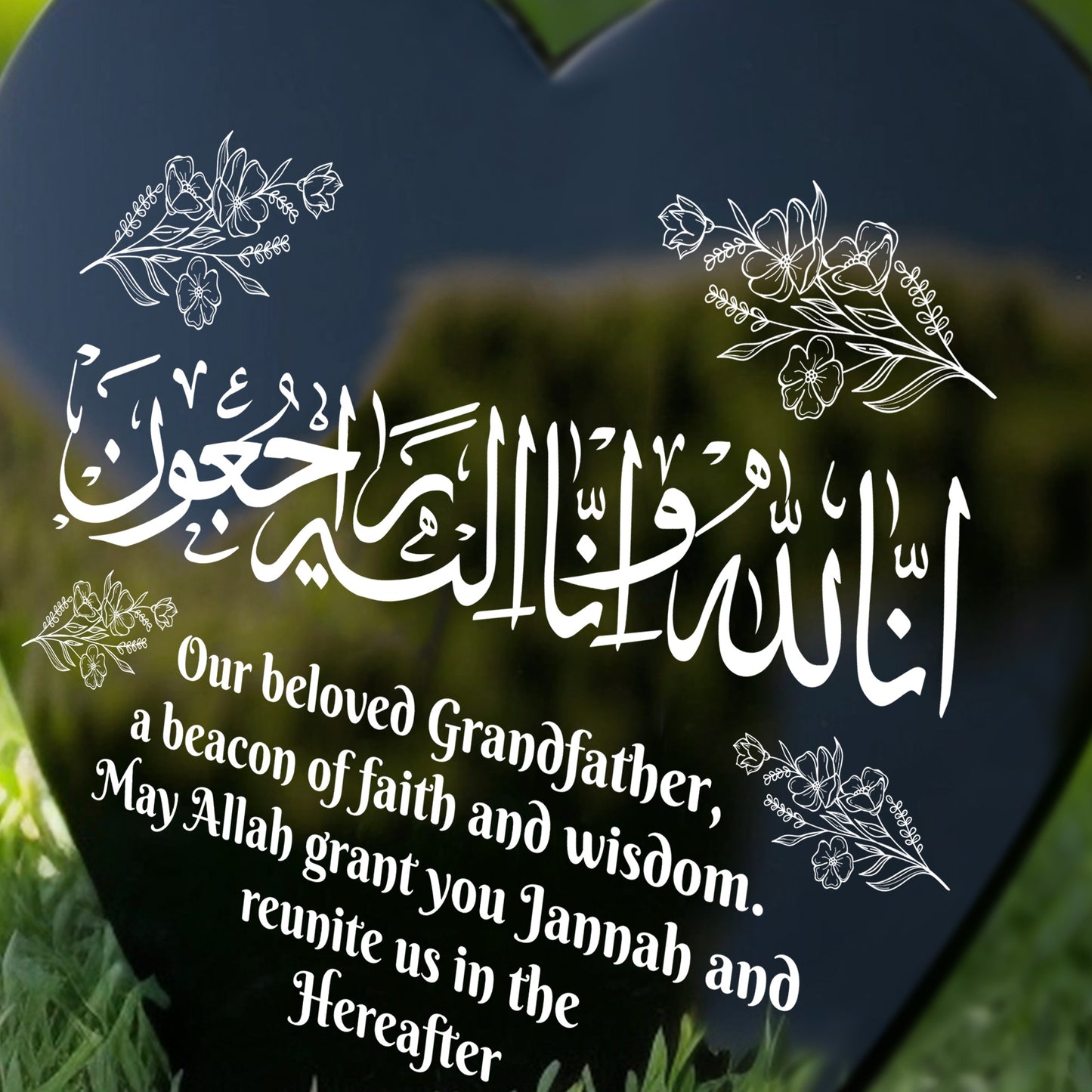 Muslim Islamic Beloved Grandfather Memorial Plaque Acrylic Heart