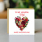 Amazing Wife Valentines Day Card for Her Floral Heart Card
