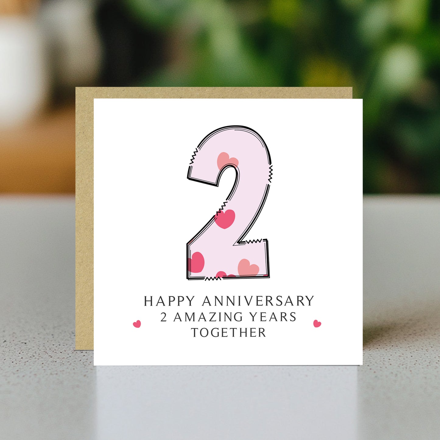 2nd Wedding Anniversary Card With Envelope 2nd Anniversary Card