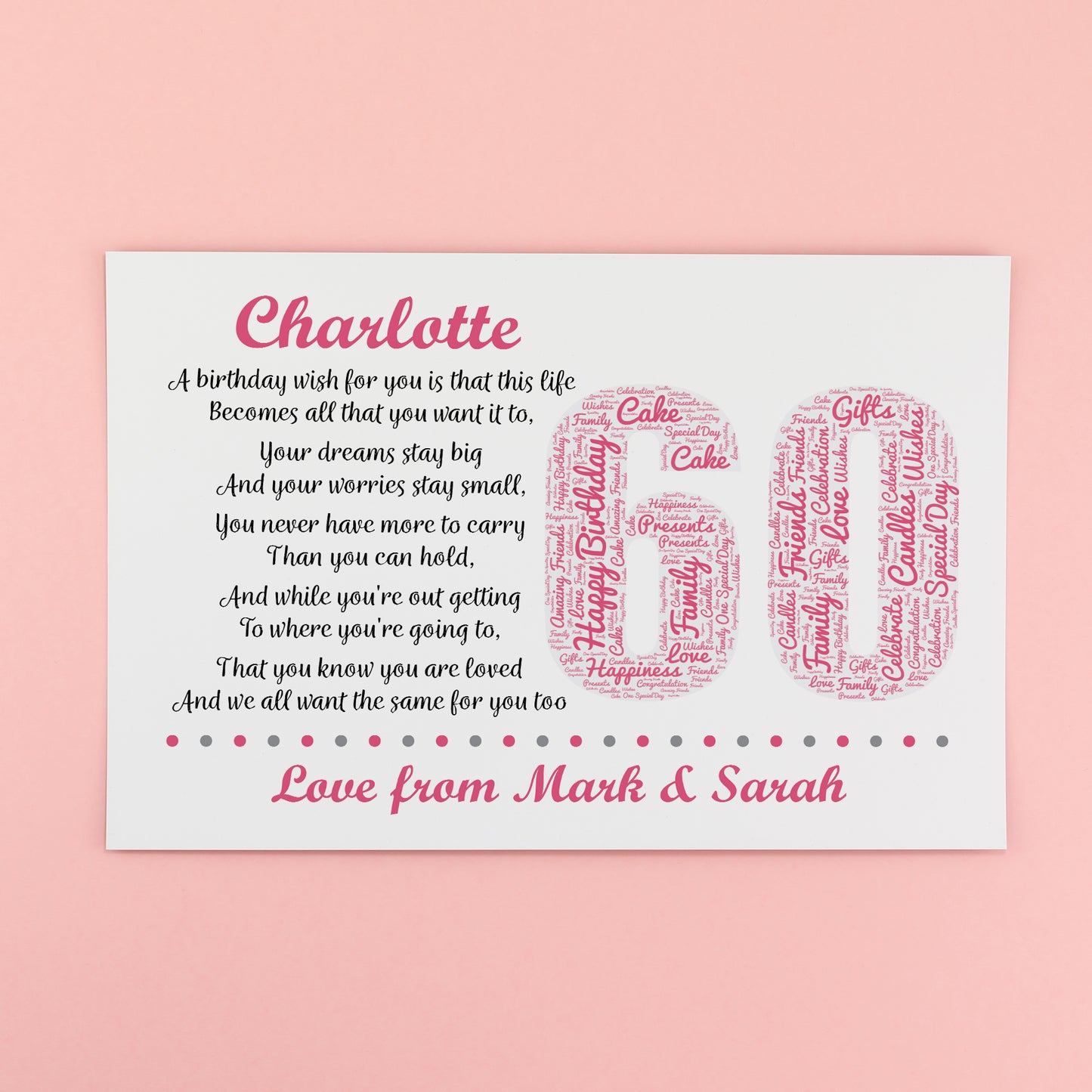 Personalised 60th Birthday Gifts for Her Women Wife Mum Nan