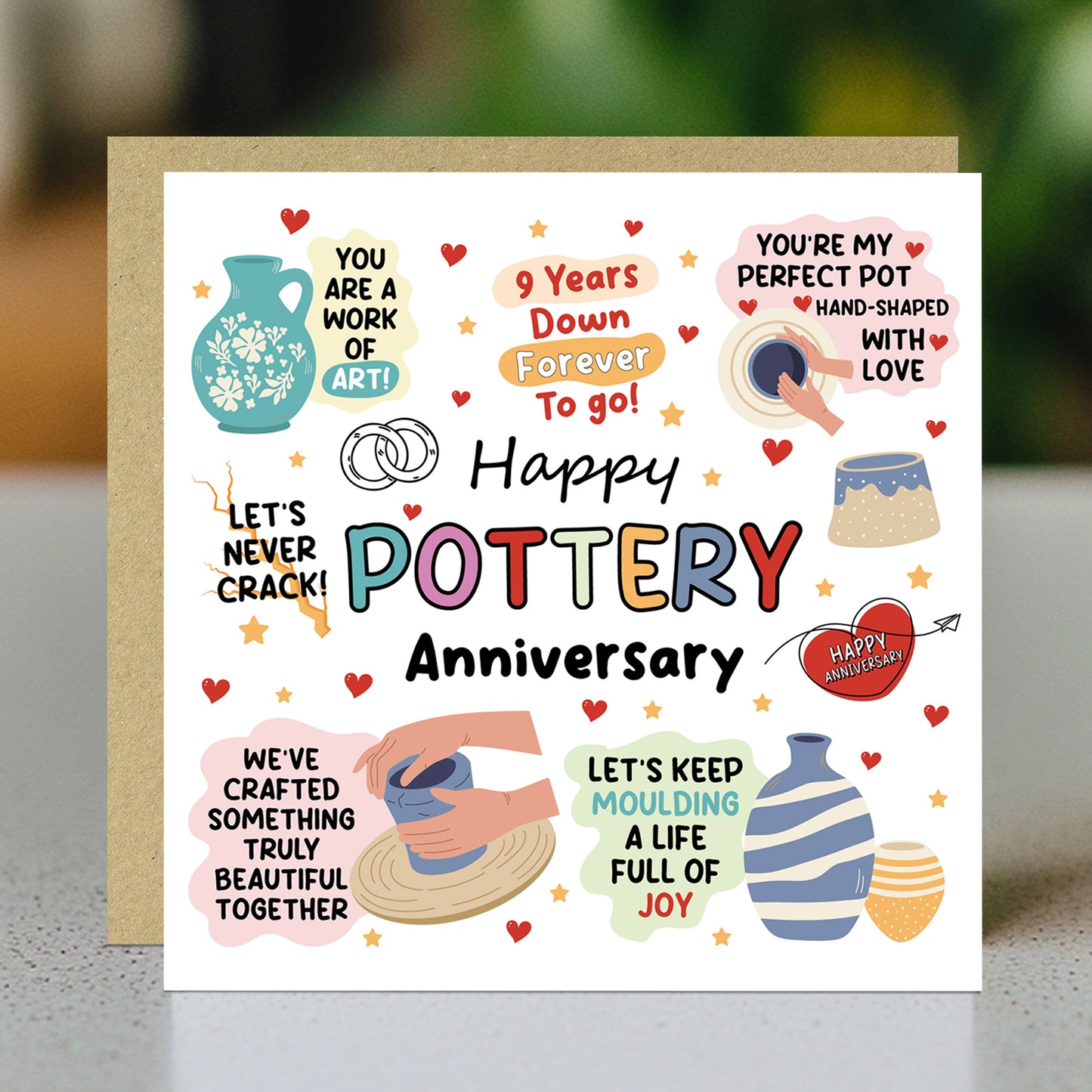 Funny 9th Anniversary Card Pottery Anniversary Cards For Husband