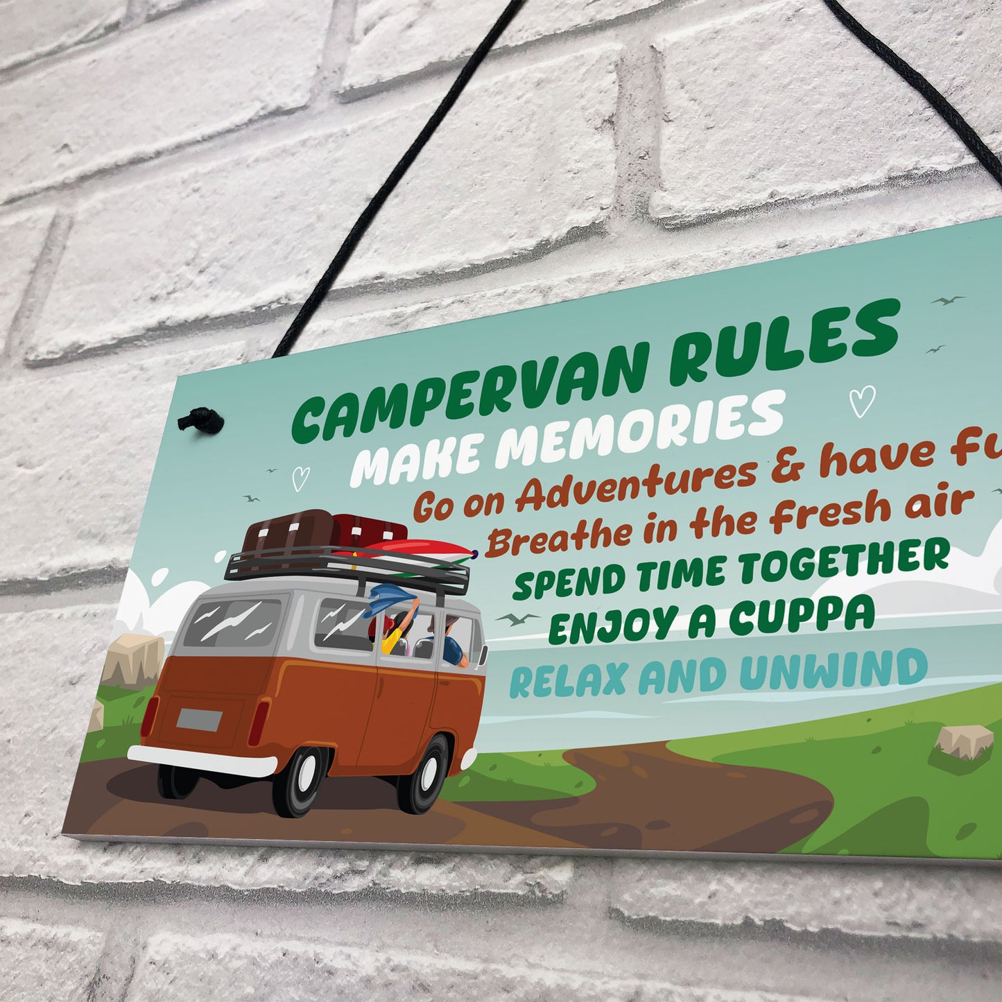 Campervan Rules Sign Hanging Door Plaque Caravan Sign Holiday