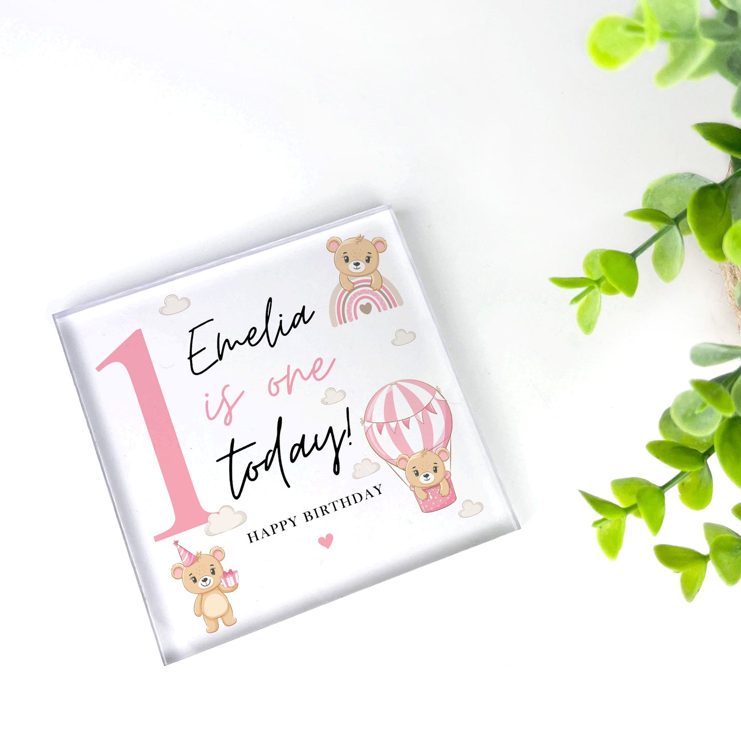 Personalised 1st Birthday Gift For Baby Girl ONE TODAY Plaque
