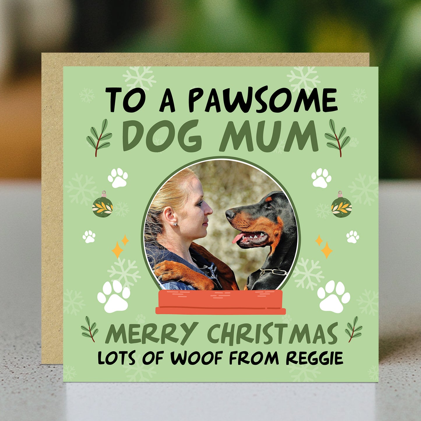 Christmas Card For Dog Mum Personalised Pawsome Dog Mum Card