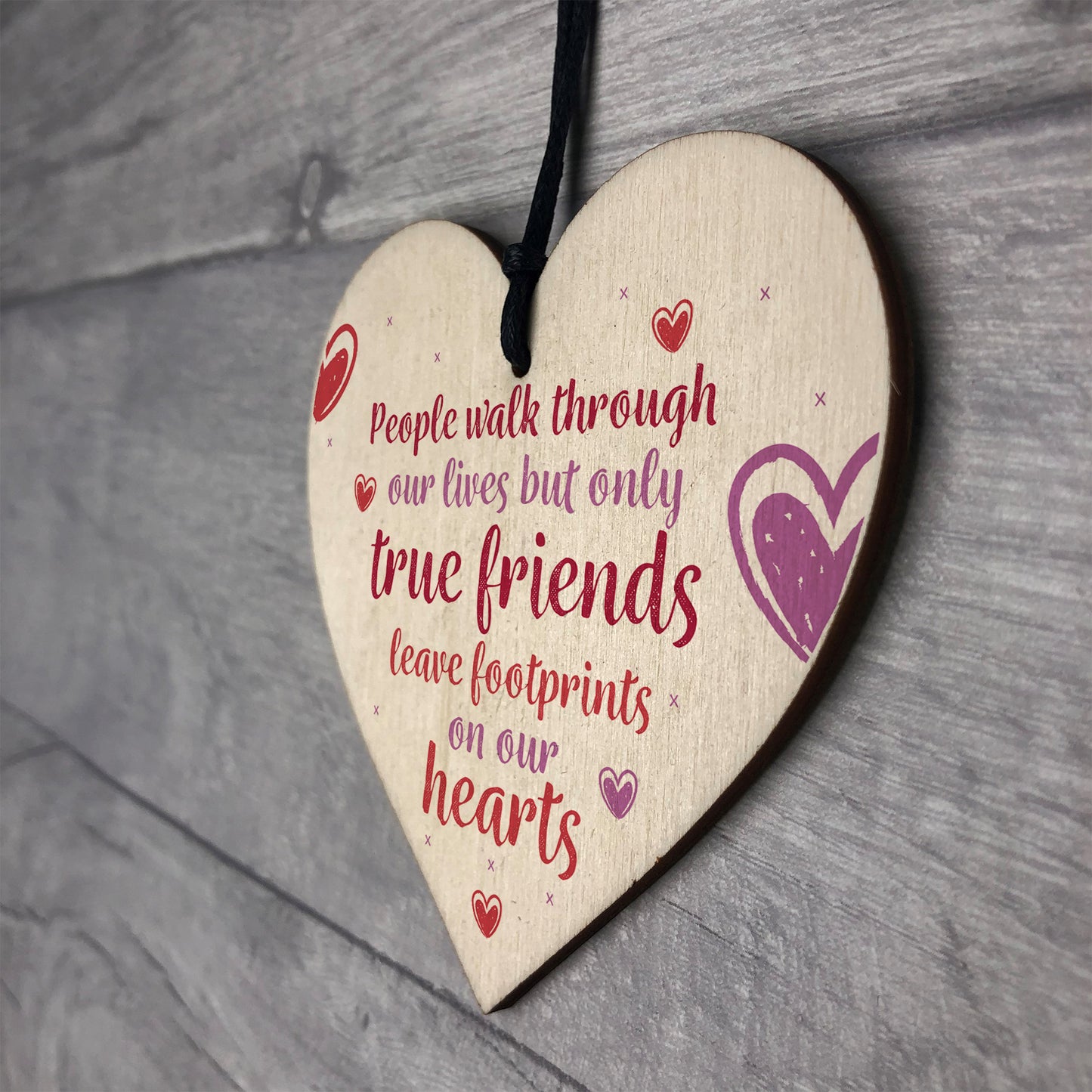 True Friends Wooden Heart Keepsake with Heartfelt Message Friend