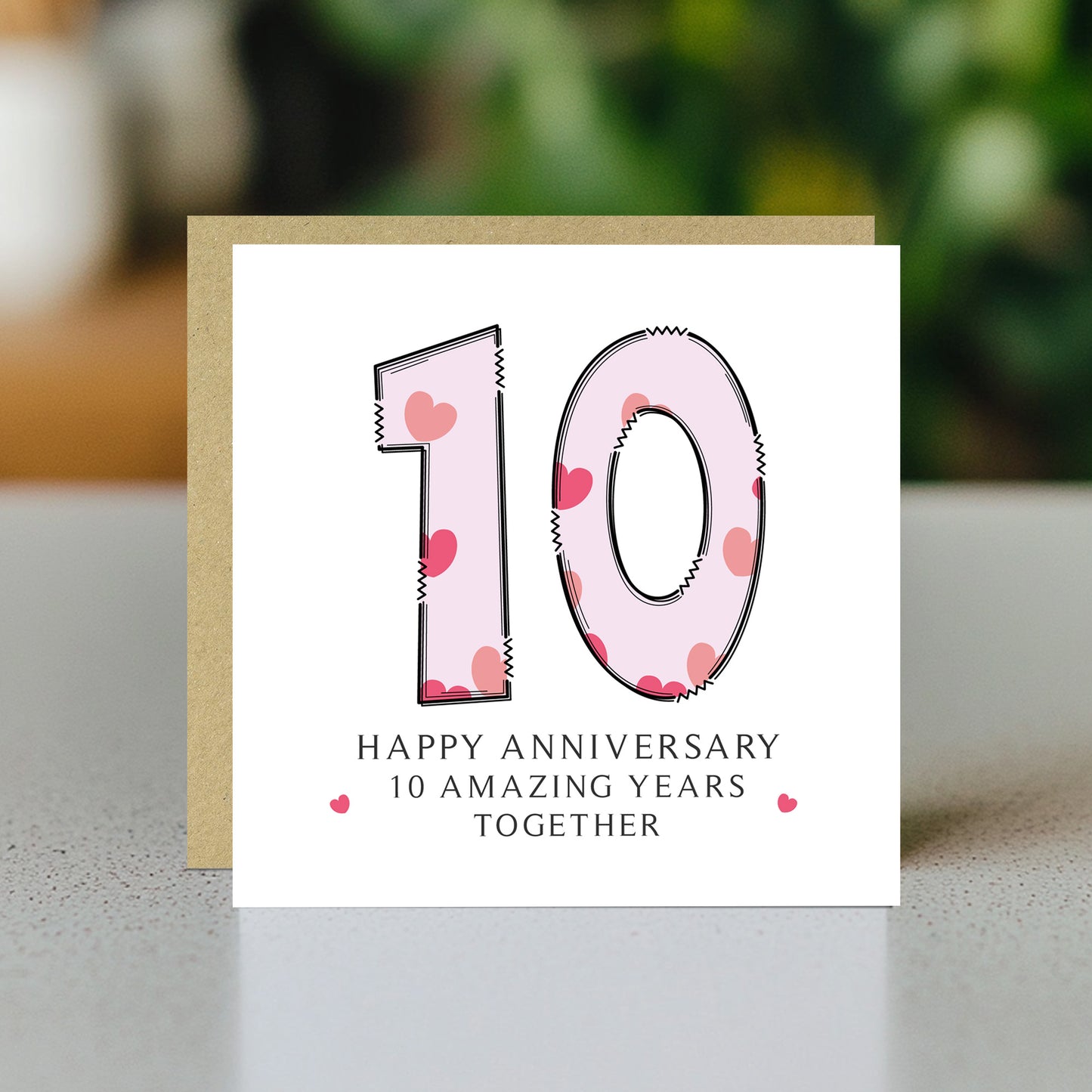 10th Wedding Anniversary Card With Envelope For Wife Husband