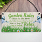 Garden Sign For Outdoor Hanging Garden Rules Sign For Yard