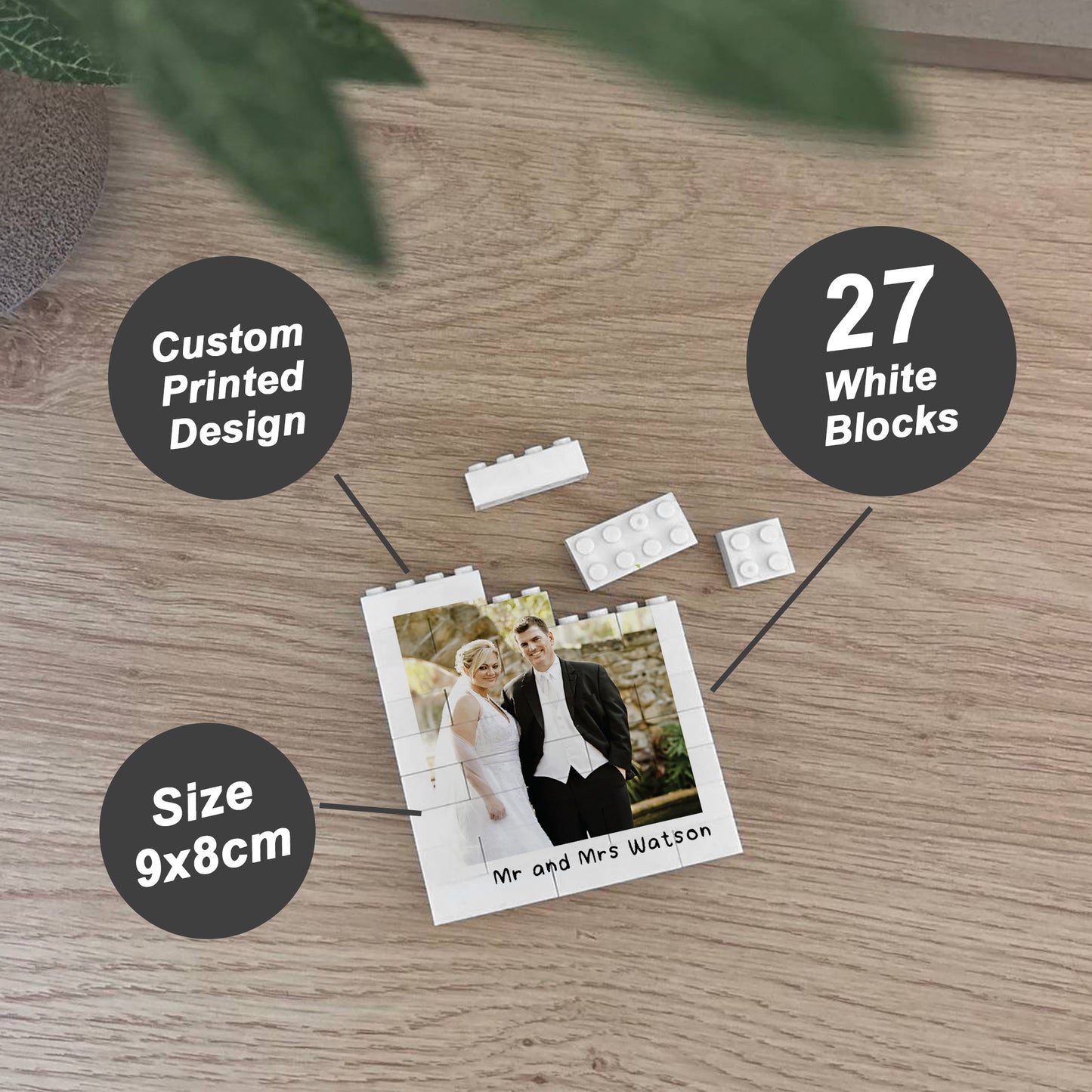 Personalised Mr & Mrs Wedding Gift Photo Surname Building Block