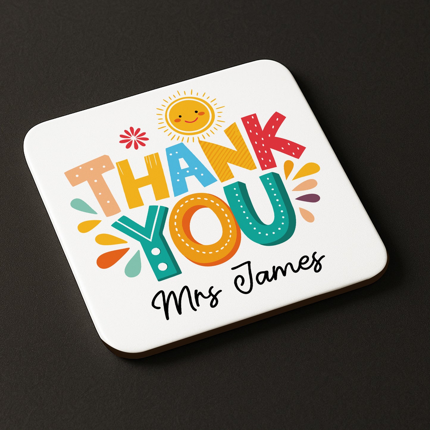 Thank You Gift For Teacher Personalised Coaster From Student