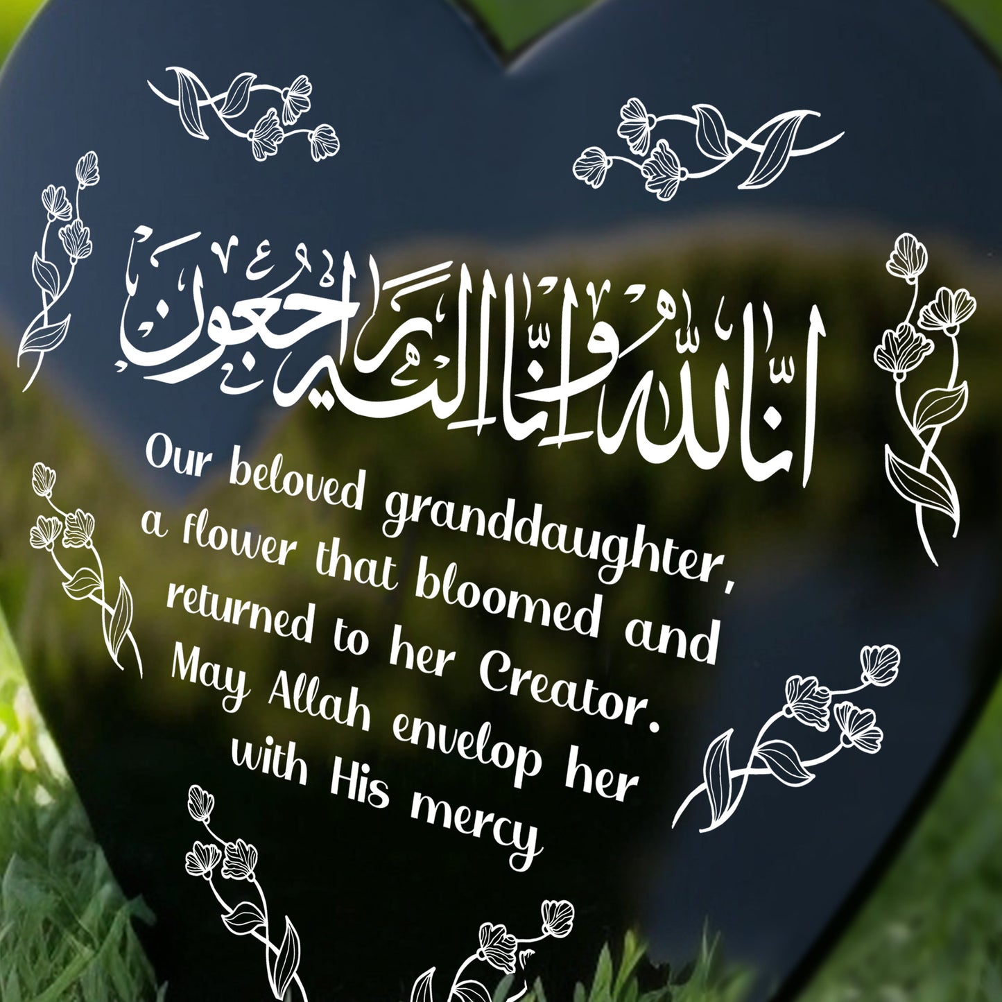 Muslim Islamic Memorial Plaque For Granddaughter Acrylic Heart