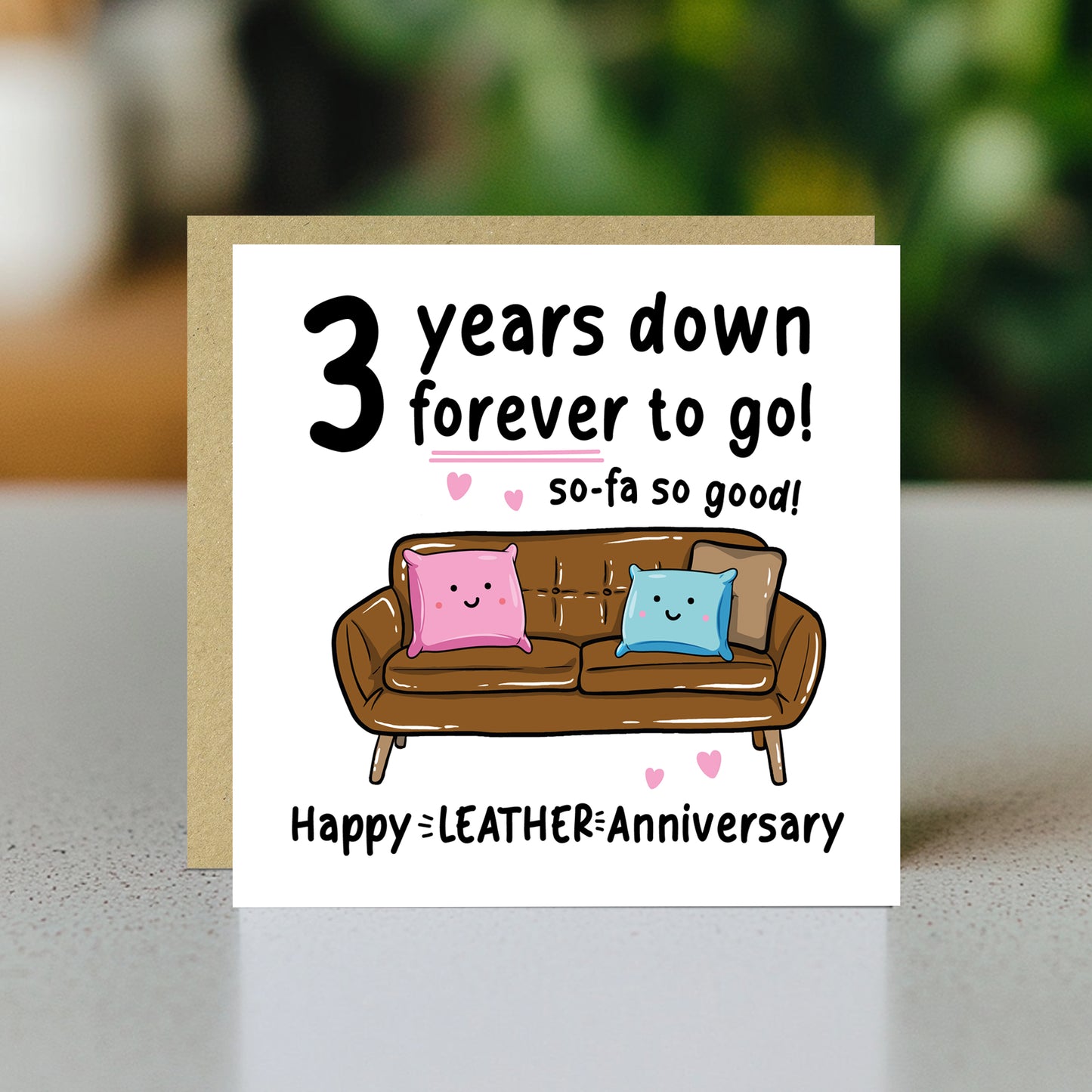 Funny 3rd Anniversary Card For Husband Wife Leather Anniversary