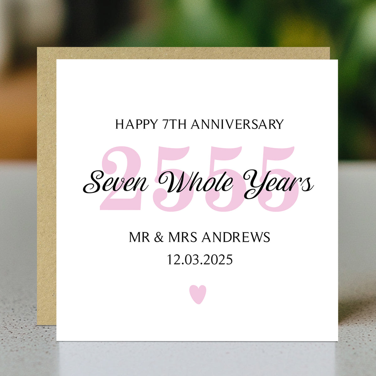 Personalised 7th Wedding Anniversary Card For Husband Wife