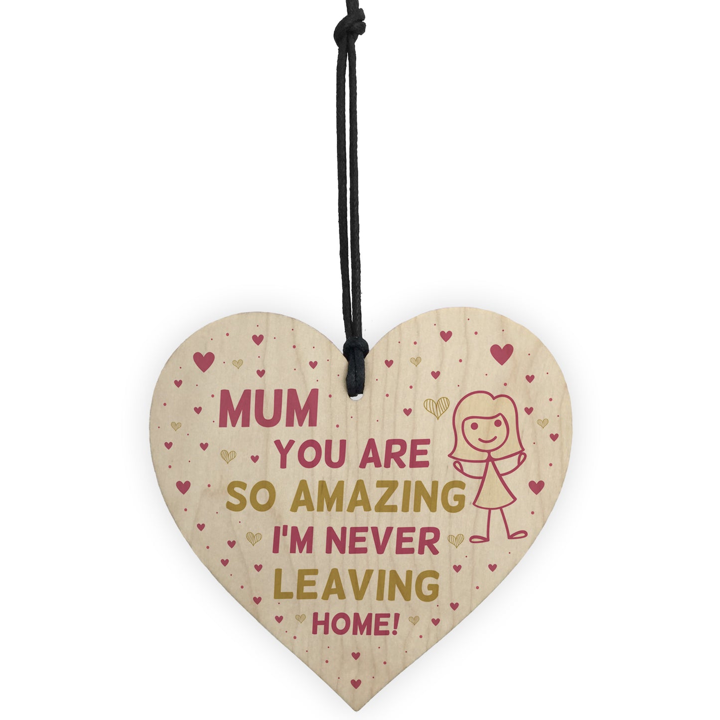 Funny Mum Card and Wood Heart Novelty Mum Gift From Daughter Son