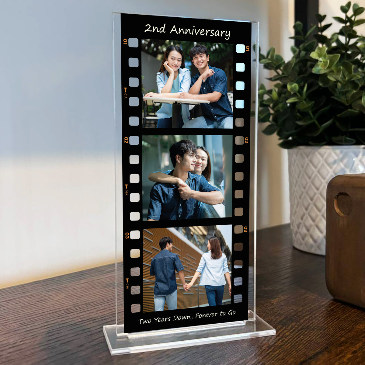 Gift For 2nd Anniversary Personalised Retro Photo Collage Plaque