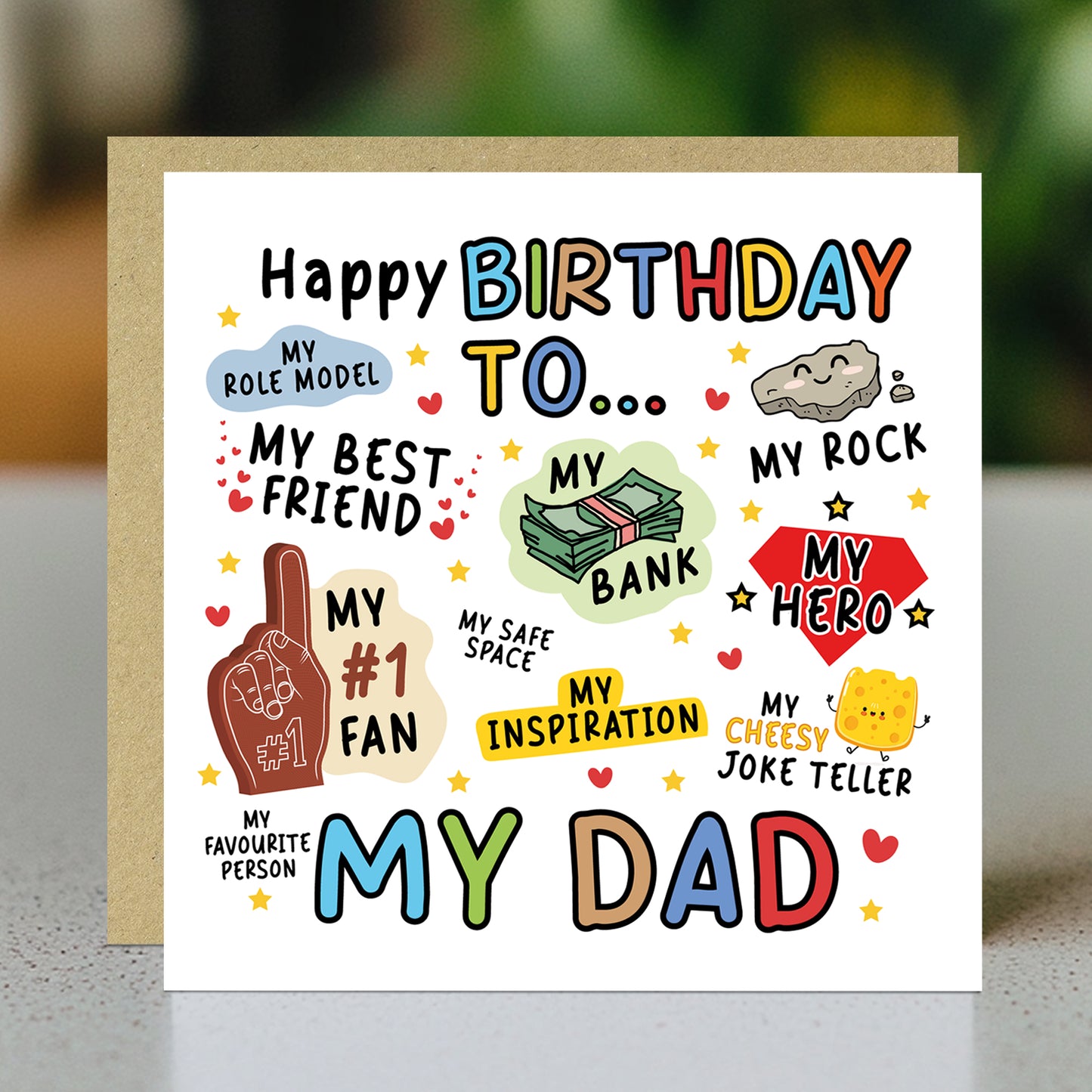 Novelty Happy Birthday Card For Dad My Rock My Hero Card