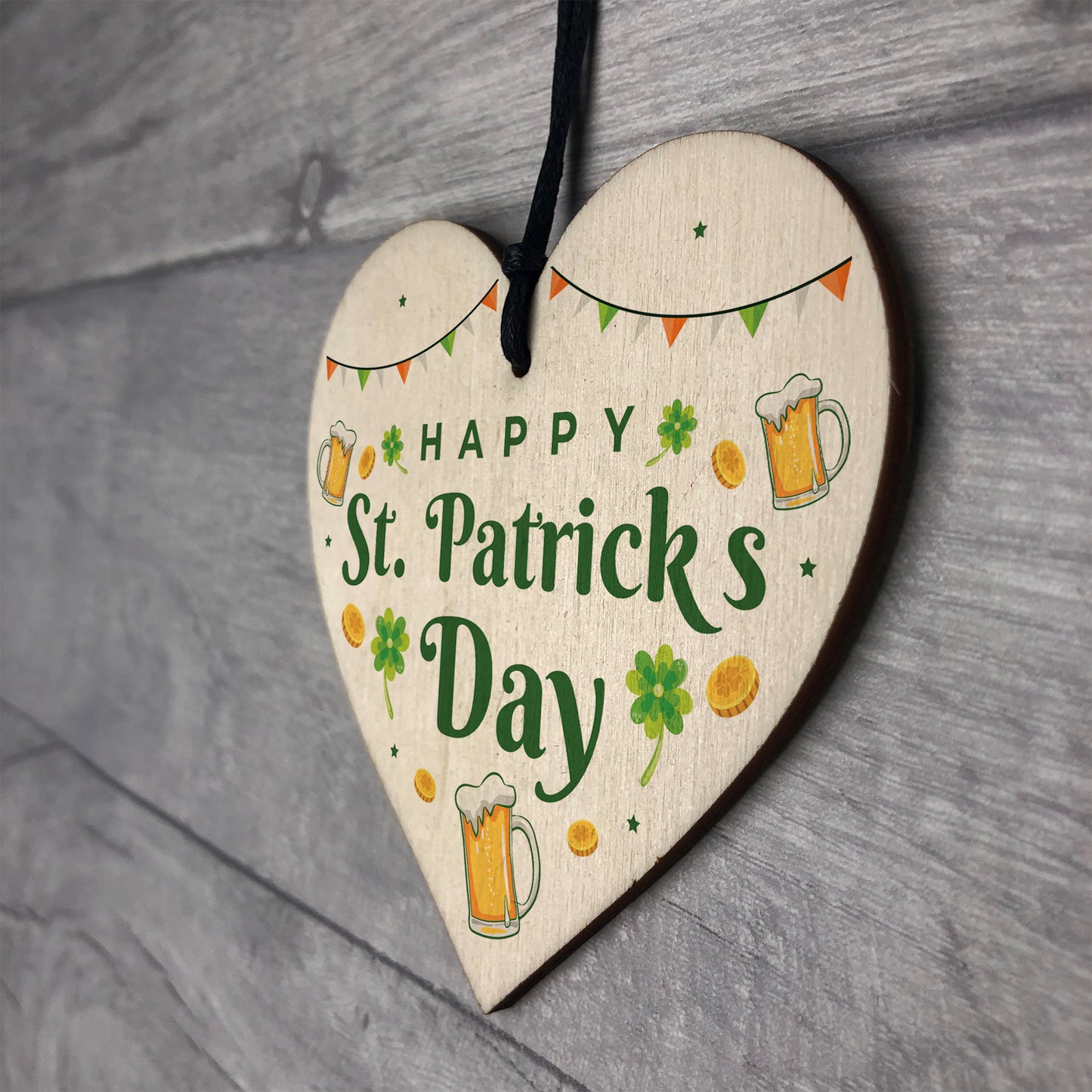 Happy St Patricks Day Wood Heart St Patrick's Day-Irish Day Gift