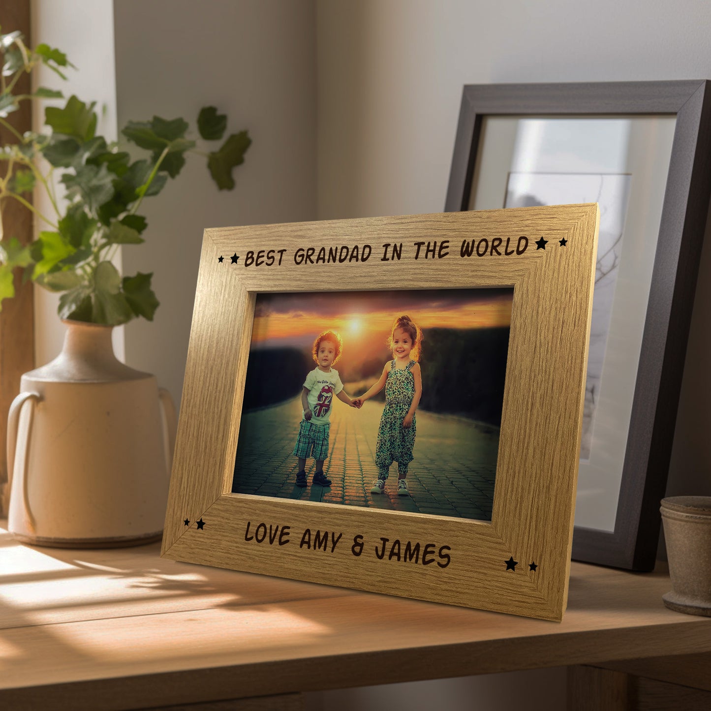 Best Grandad 7x5 Oak Frame Gift For Him Birthday Grandfather