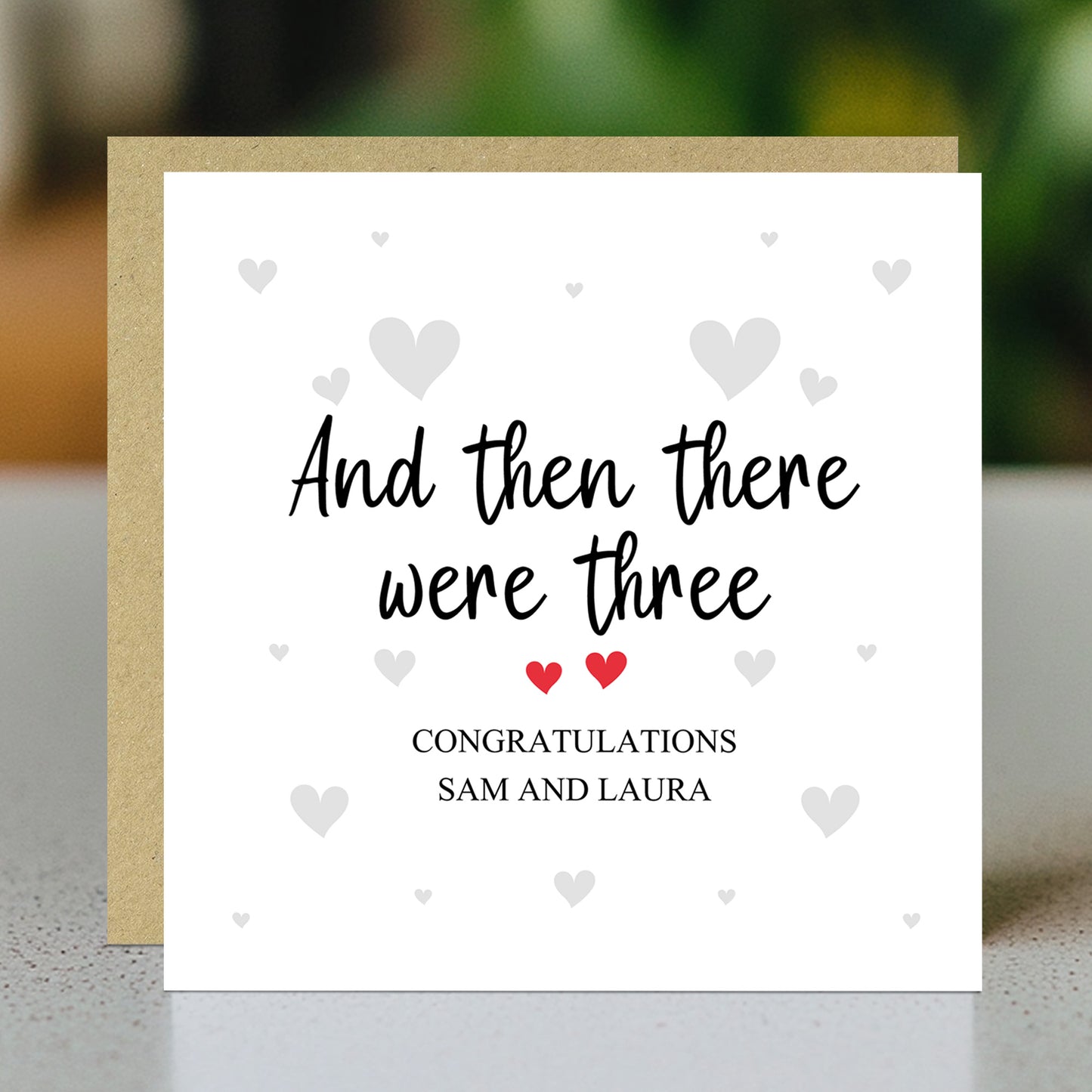 Pregnancy Card Personalised Then There Were Three Congratulation