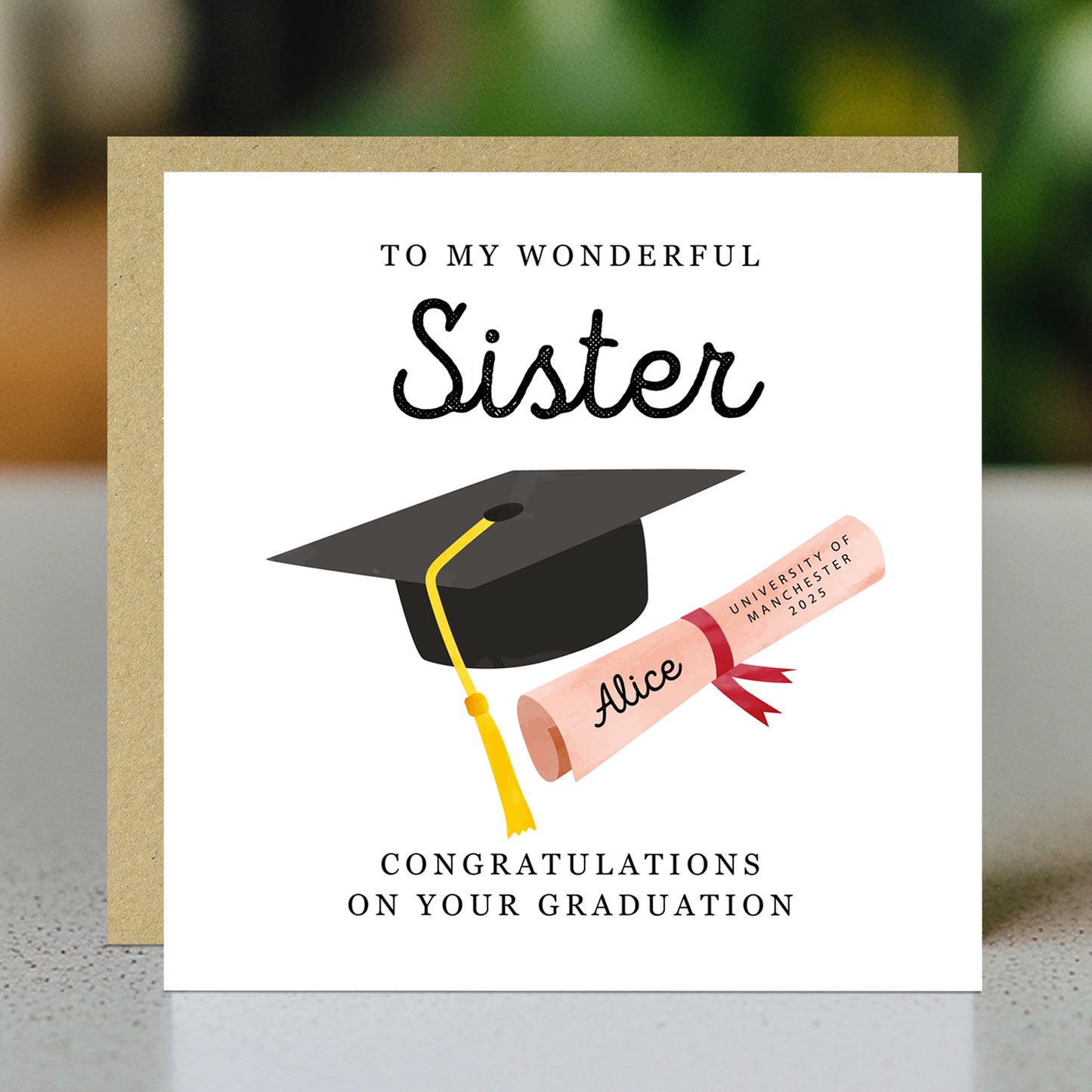 Personalised Graduation Card Sister Congratulations Well Done