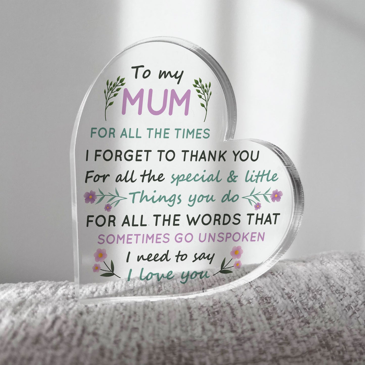 Mum Heart Acrylic Plaque Gifts for Mum Christmas Birthday