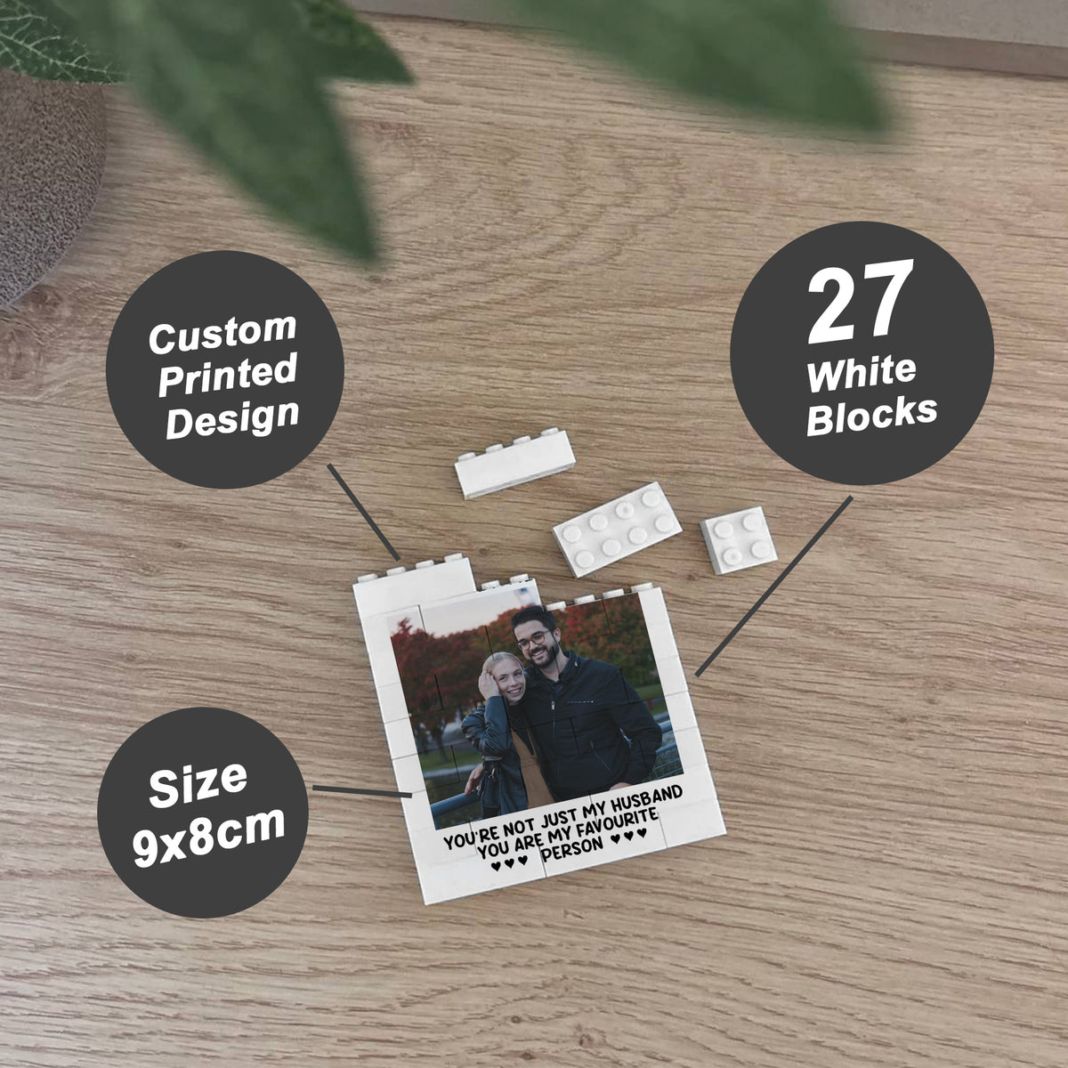 Couple Photo Block Gift for Boyfriend Husband Building Blocks