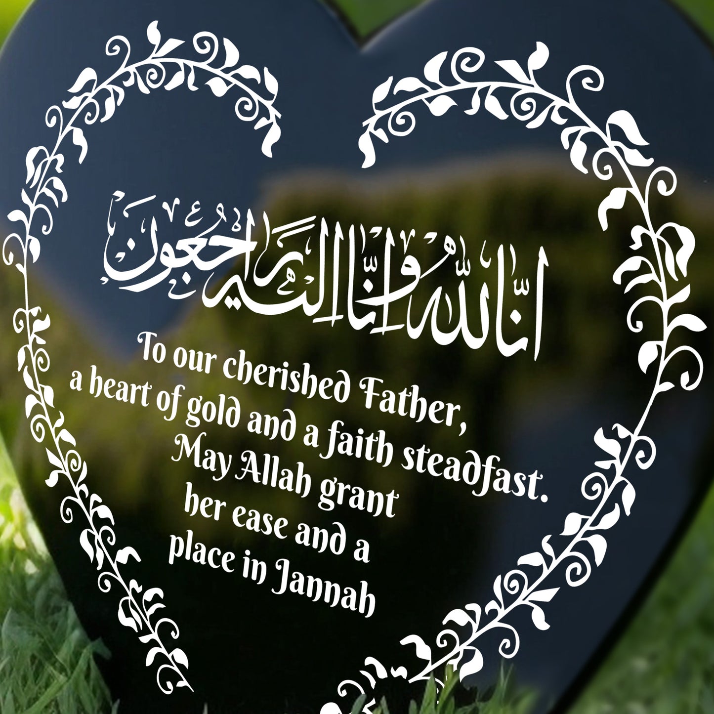 Muslim Islamic Memorial Plaque For Father Acrylic Heart Memorial