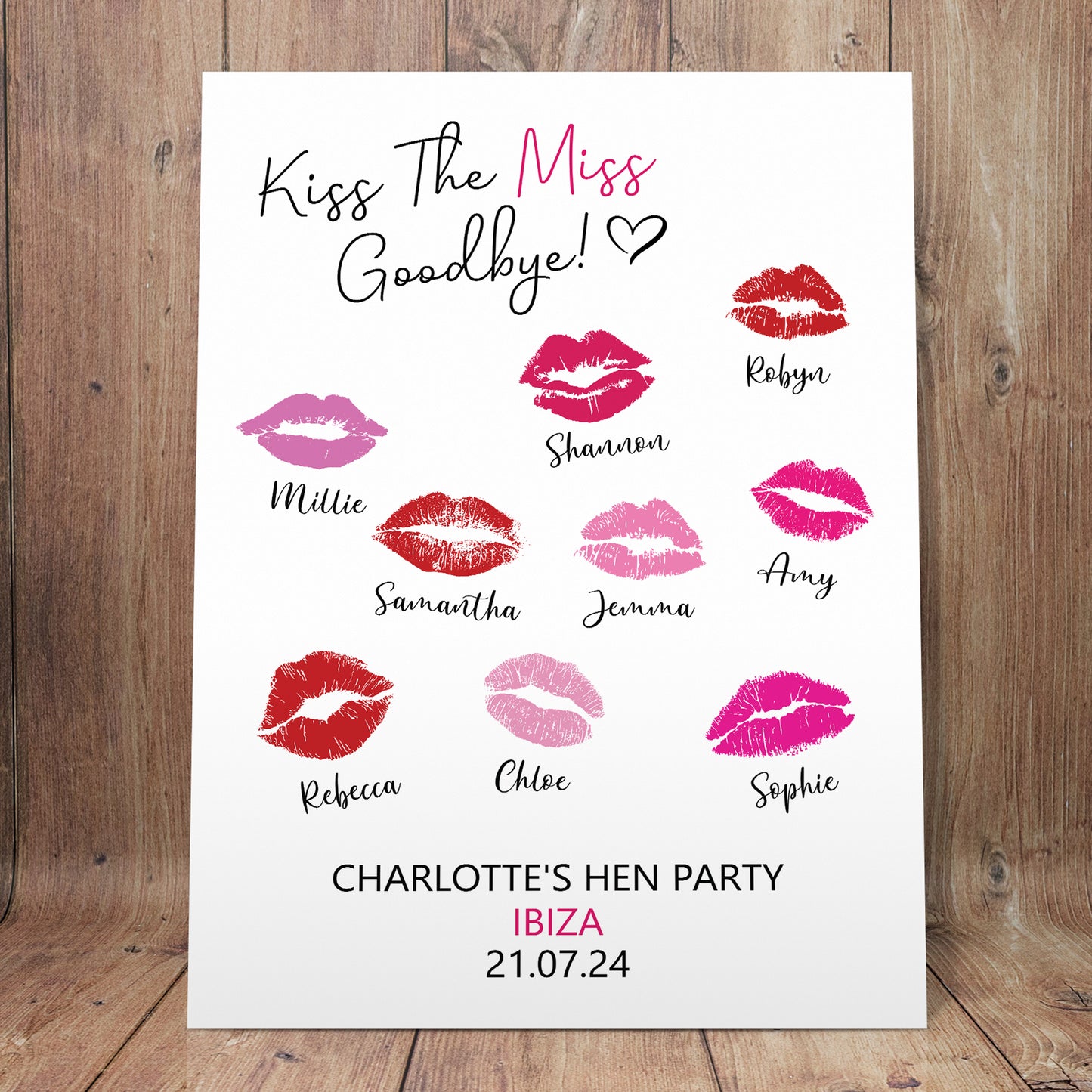 Kiss The Miss Goodbye Print A3 Hen Party Print Keepsake Gift