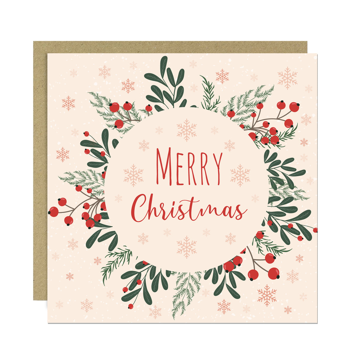 Christmas Cards Pack of 6 With Kraft Envelopes Merry Christmas