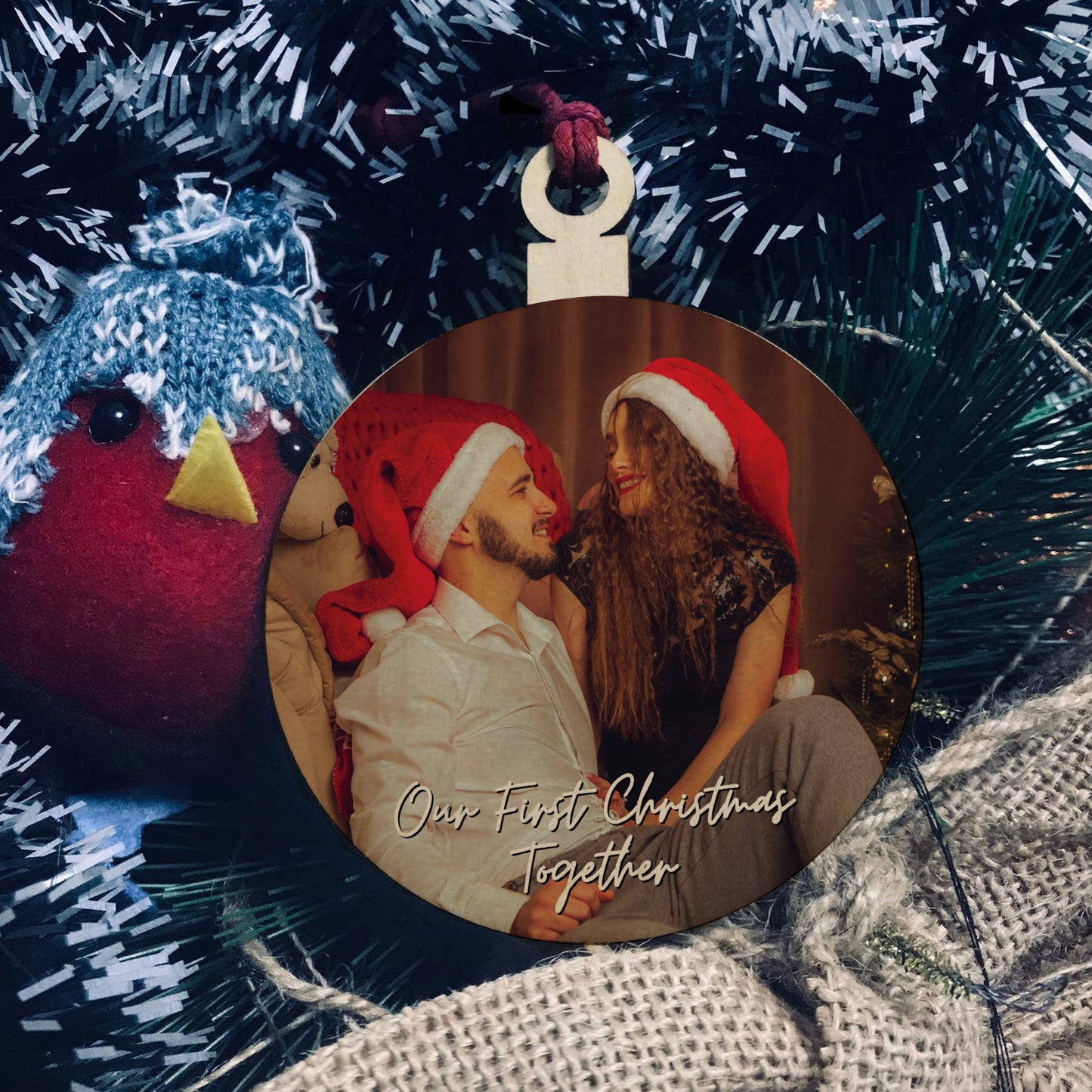 Personalised Christmas Tree Decoration with Photo 1st Christmas