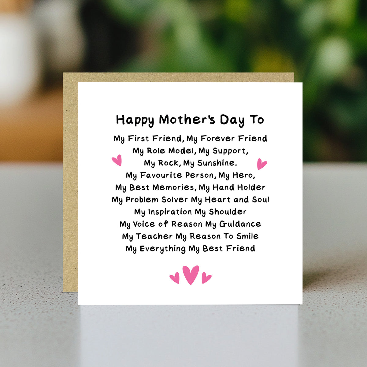Happy Mothers Day Card With Envelope Card For Mum Cards