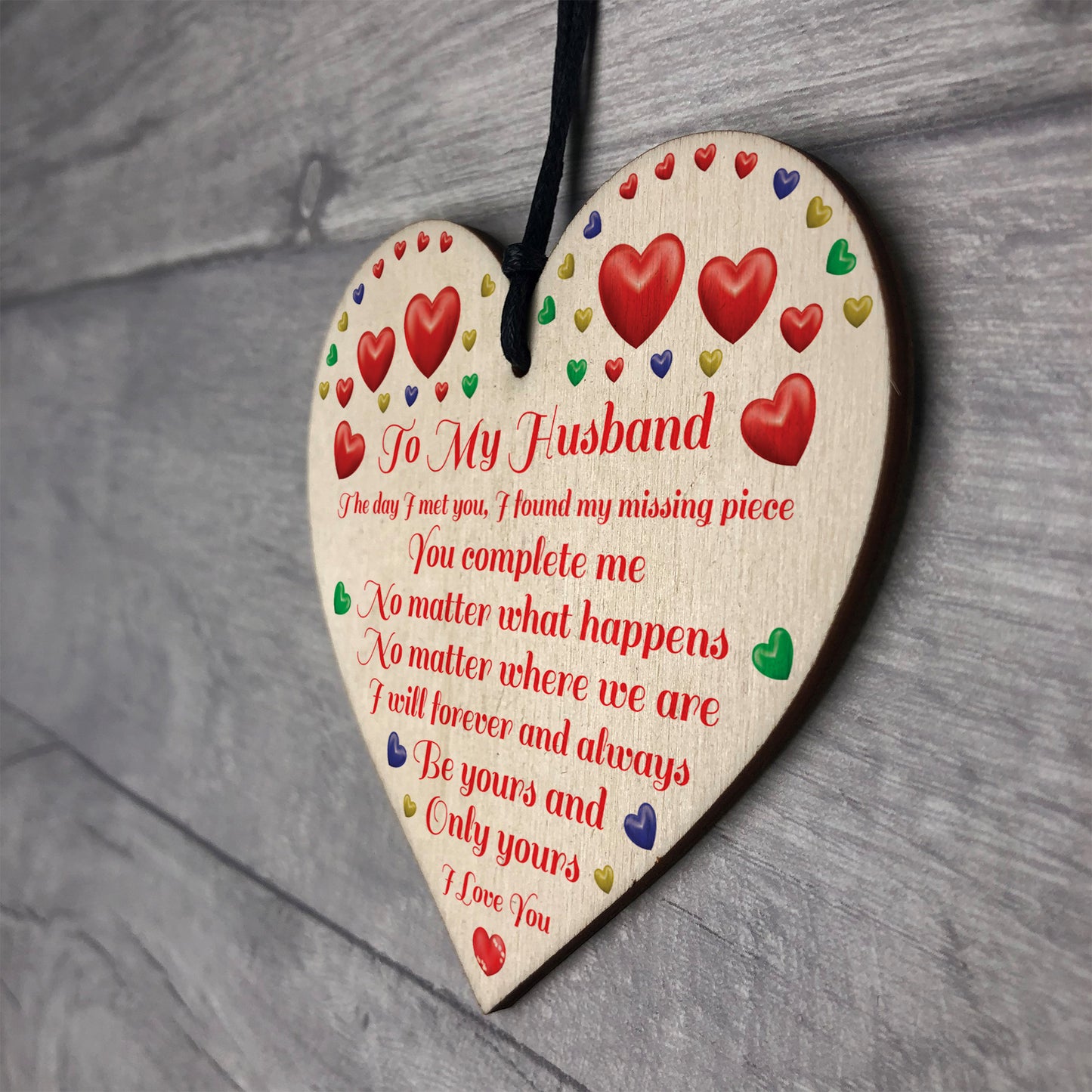 To My Husband Wood Heart Gift From Wife Husband Anniversary